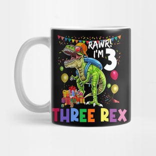 Three Rex Birthday Party Outfit Dinosaur 3 Year Old Boy Mug